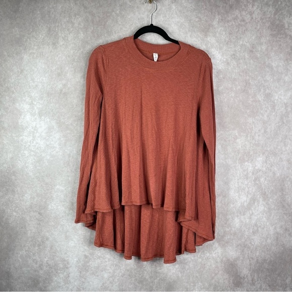 Lululemon Dare To Drape Long Sleeve Ribbed Top In Rustic Clay Women's Size M - Picture 2 of 6